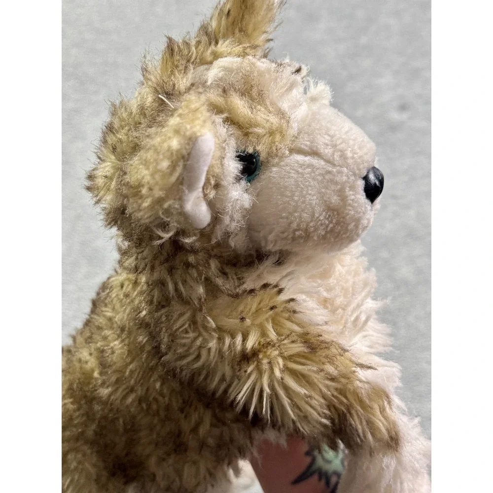 Folkmanis Wolf Plush Stuffed Animal Hand Puppet Blue Eyes Brown Cream Faux Fur